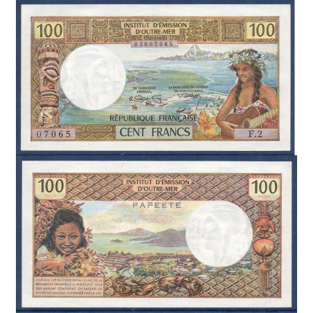 Tahiti P.24a, Sup Billet de 100 Francs 1971 fille papeete