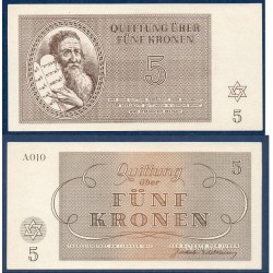 Autriche Ghetto de Theresienstadt Spl Billet 5 Kronen 1943