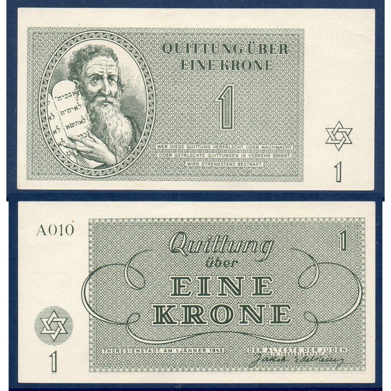 Autriche Ghetto de Theresienstadt, Spl Billet 1 Krone 1943