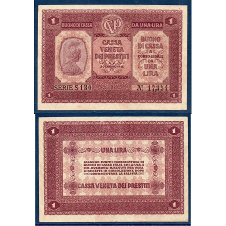 Italie P.M4, Spl Billet de 1 Lire 1918 Minerve