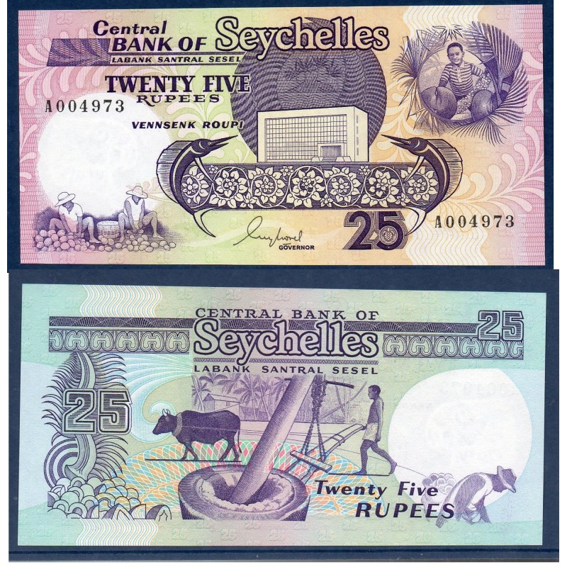 Seychelles Pick N°33, Neuf Billet de banque de 25 Rupees 1989