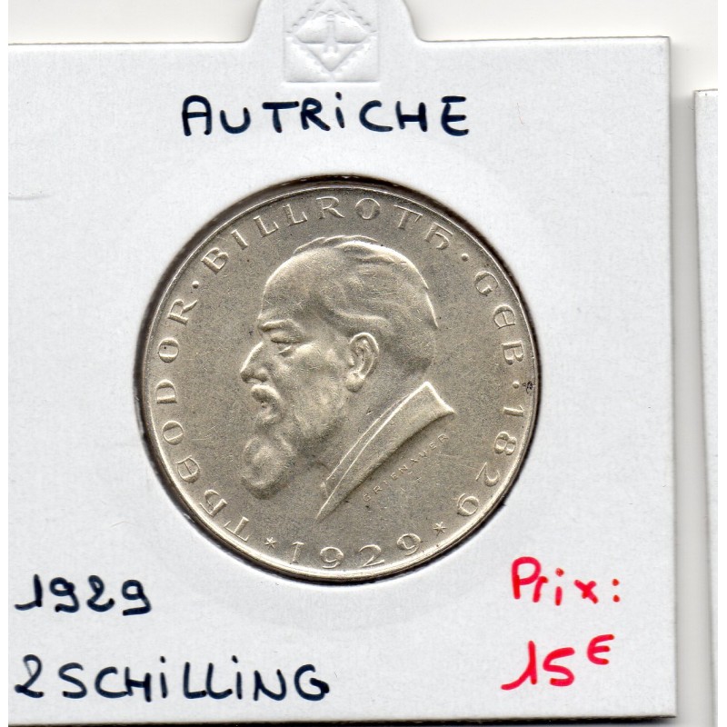 Autriche 2 Schilling 1929 Billroth, Spl KM 2844 pièce de monnaie