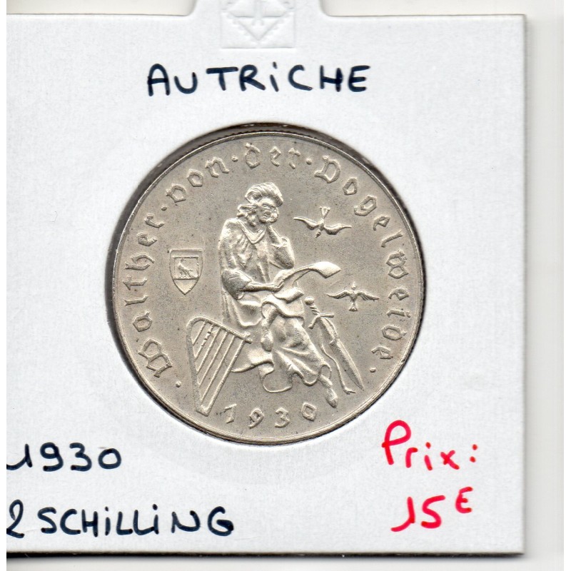 Autriche 2 Schilling 1930 Vogelweide, Spl KM 2845 pièce de monnaie