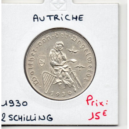 Autriche 2 Schilling 1930 Vogelweide, Spl KM 2845 pièce de monnaie