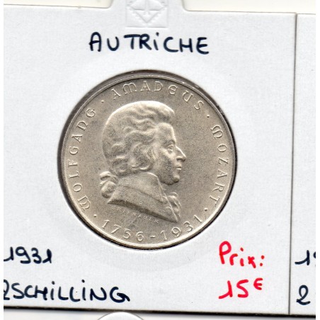 Autriche 2 Schilling 1931 Mozart, Spl KM 2847 pièce de monnaie