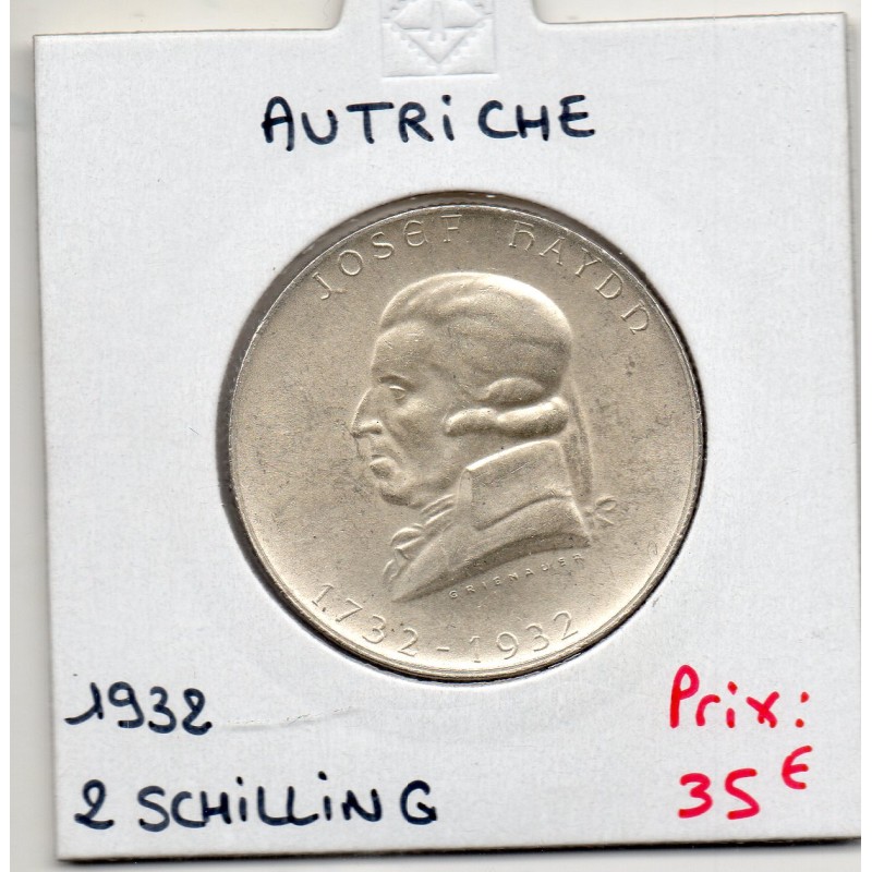 Autriche 2 Schilling 1932 Haydn, Spl KM 2848 pièce de monnaie