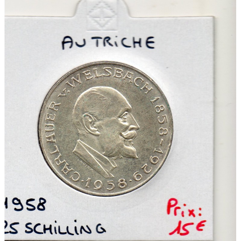 Autriche 25 Schilling 1958 Spl, Welsbach KM 2884 pièce de monnaie