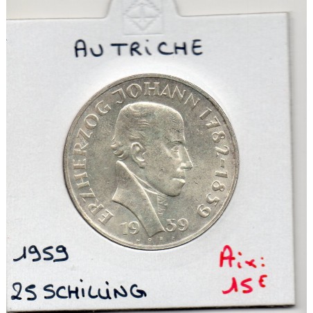 Autriche 25 Schilling 1959 Spl, Johann KM 2887 pièce de monnaie