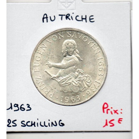 Autriche 25 Schilling 1963 Spl,Eugène de Savoie KM 2893 pièce de monnaie