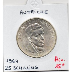 Autriche 25 Schilling 1964 Spl,Grillparzer KM 2895 pièce de monnaie