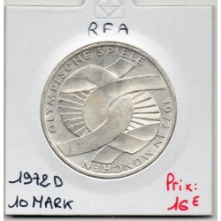 Allemagne RFA 10 deutsche mark 1972 D, Spl KM 131 JO Munich pièce de monnaie