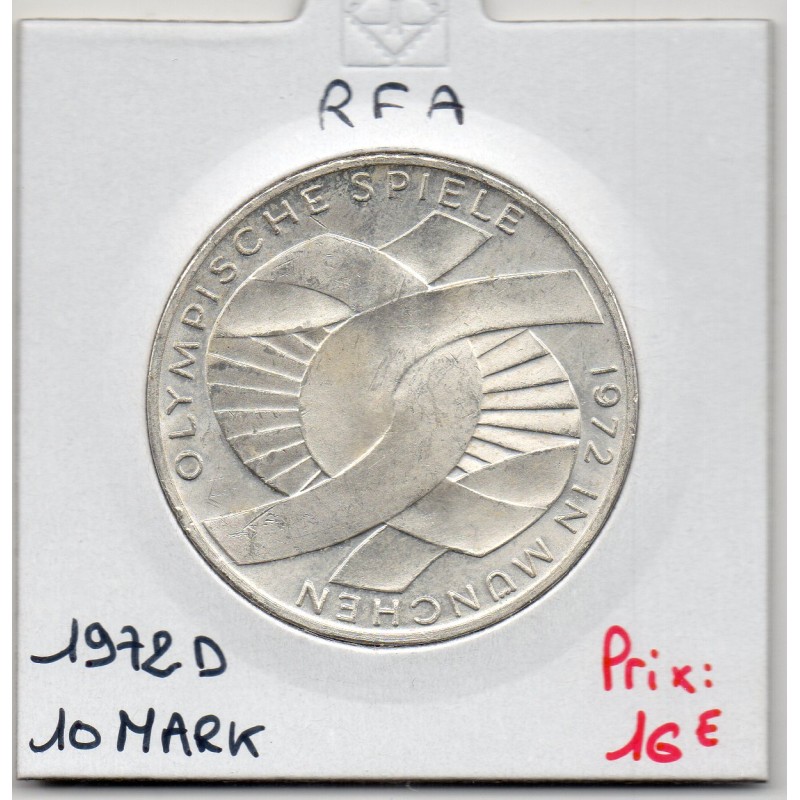 Allemagne RFA 10 deutsche mark 1972 D, Spl KM 131 JO Munich pièce de monnaie