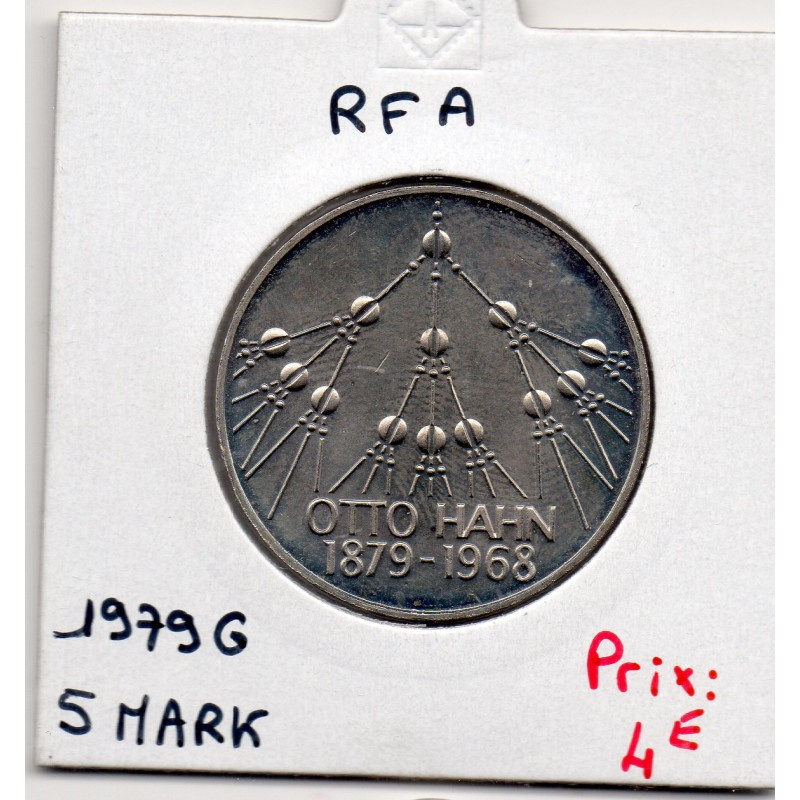 Allemagne RFA 5 deutche mark 1979 G, Sup Hahn KM 151 pièce de monnaie