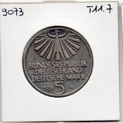 Allemagne RFA 5 deutche mark 1979 G, Sup Hahn KM 151 pièce de monnaie