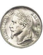 Pièces de monnaie française de 2 francs napoléon III tête laurée