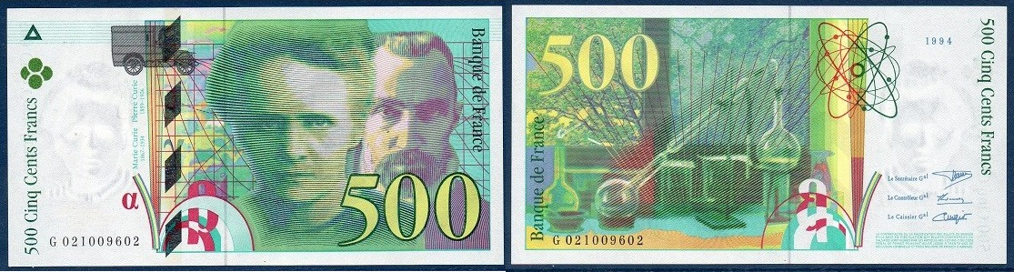 500 francs pierre et marie curie