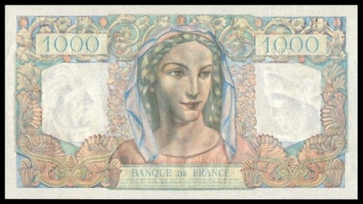 100 francs minerve bleu