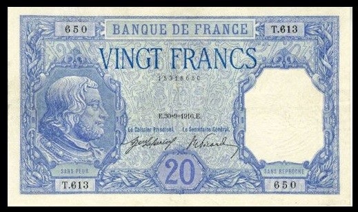 billet de 20 francs bayard