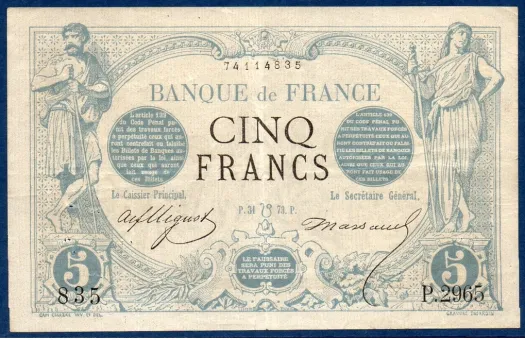 billet 5 francs noir