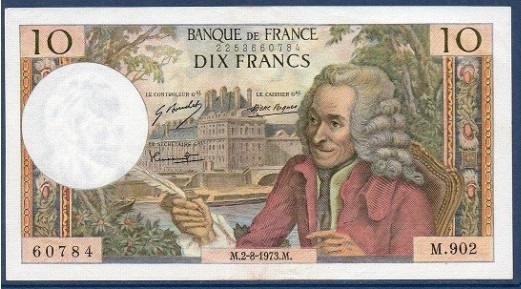 billet 10 francs voltaire