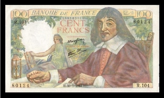 billets 100 francs descartes