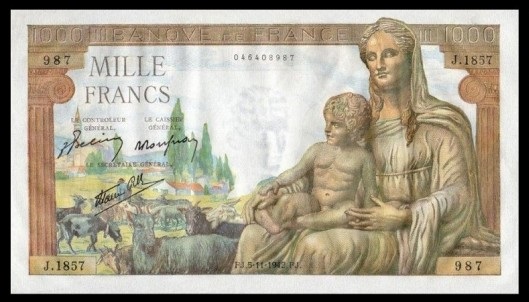 billet de 1000 francs demeter