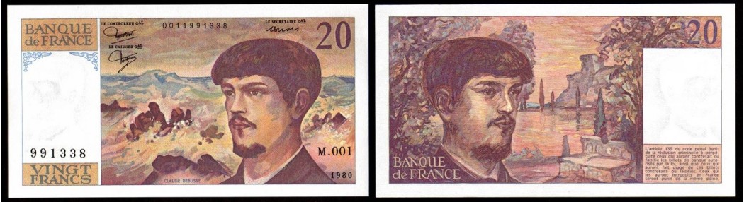 billet de 20 francs debussy