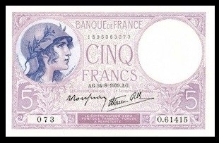 billet de 5 francs violet