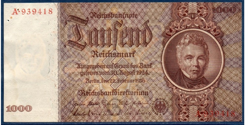 billet de banque en reichsmark allemand