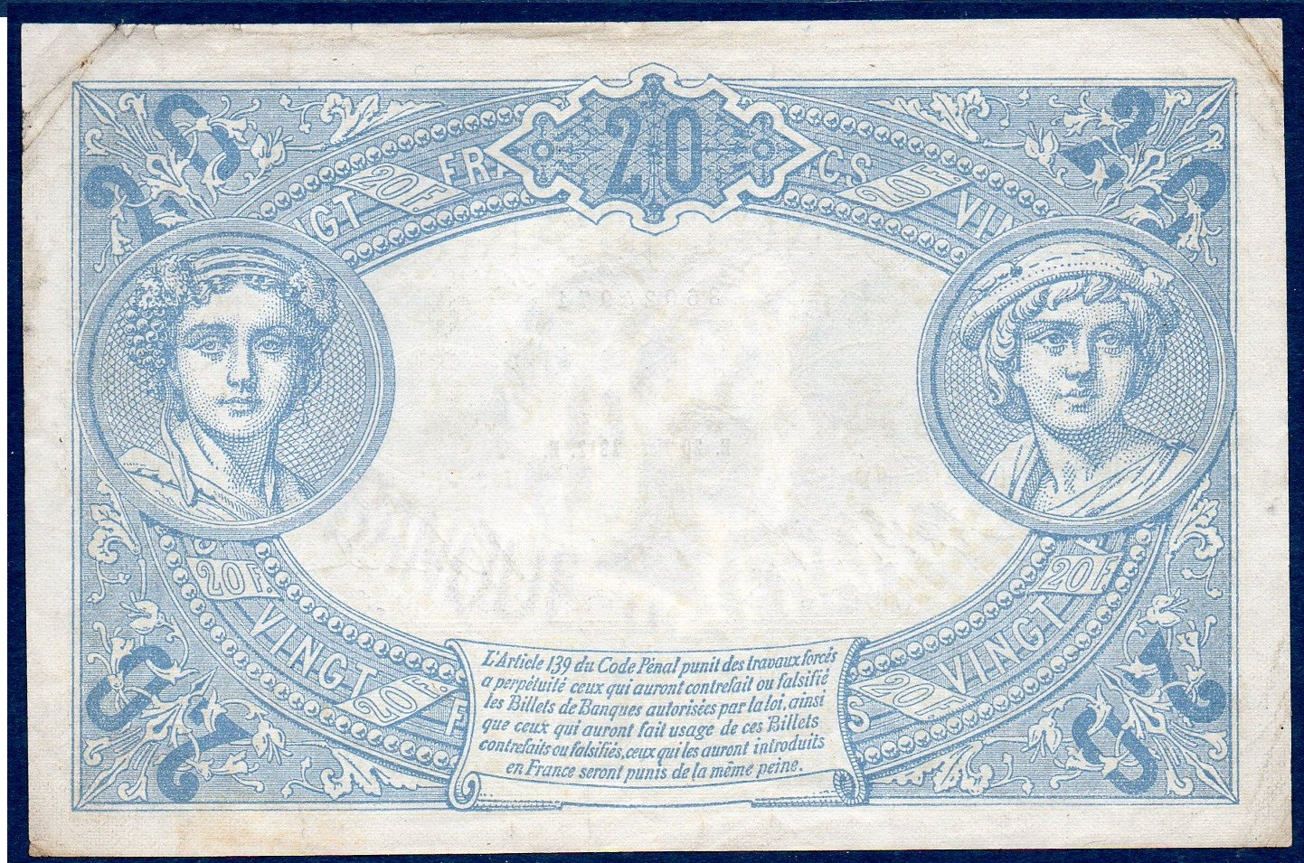 verso 20 francs bleu