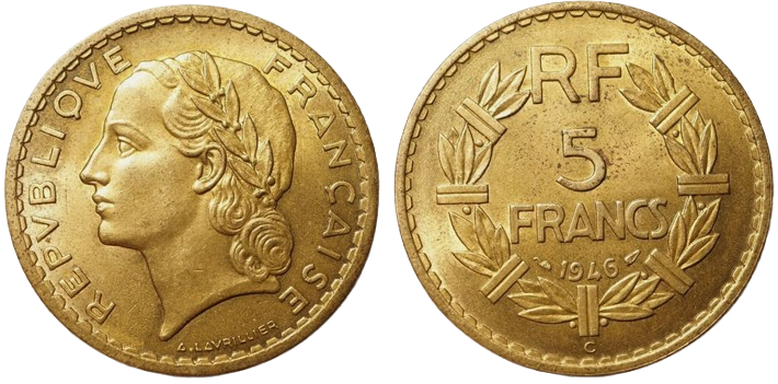 monnaie 5 francs lavrillier