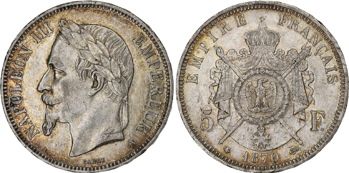 5 francs napoléon III lauré