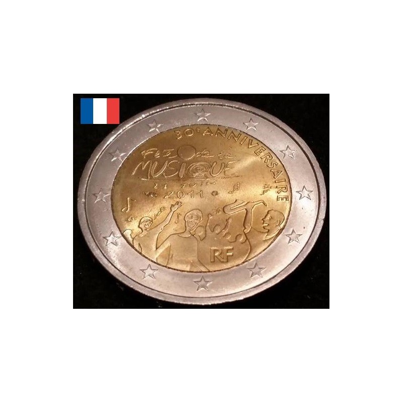 2 euros commémorative France 2011 fête de la musique piece de monnaie